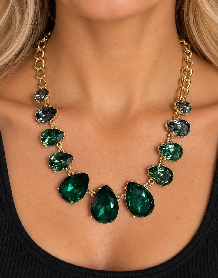 Teardrop Faceted Stone Necklace