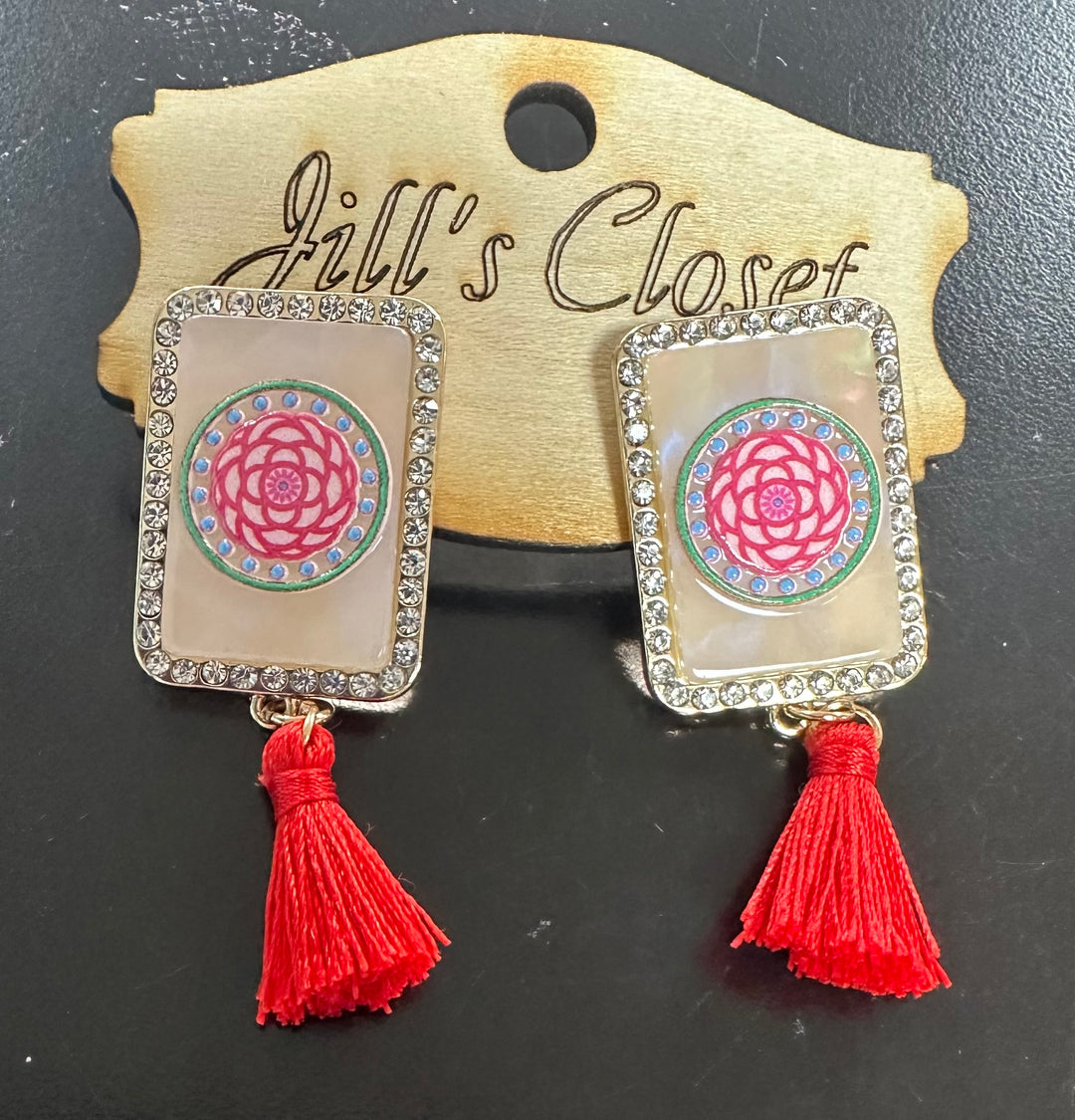 Mahjong Tassel Earrings