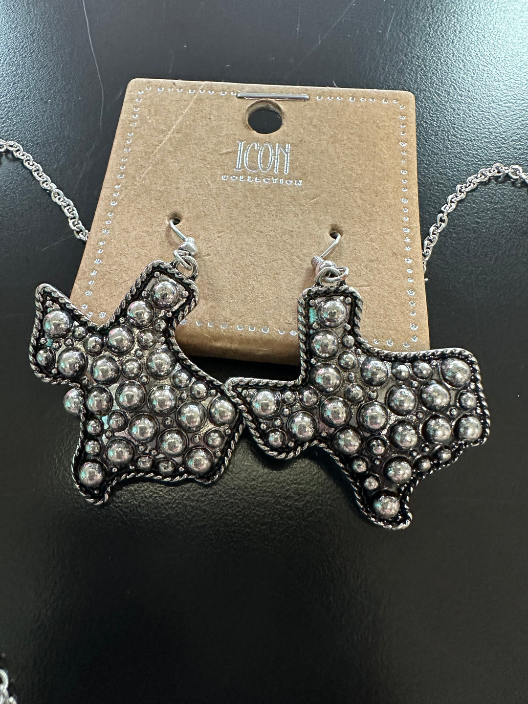 Silver Beaded Texas Earrings & Necklace