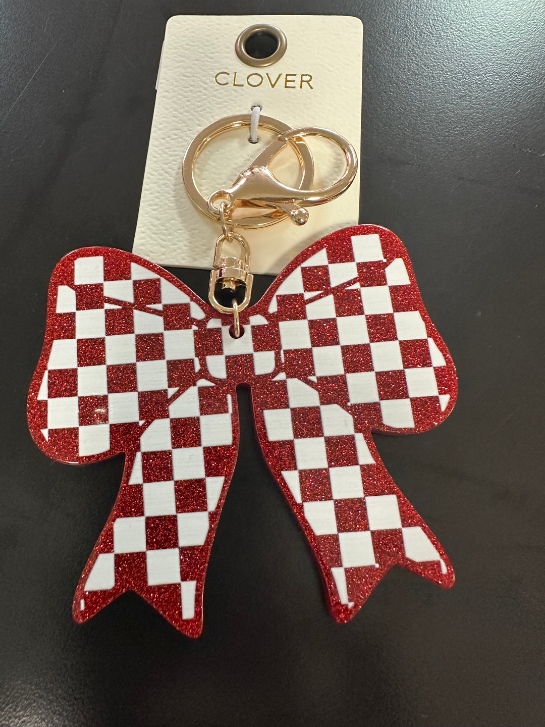 Checkered Bow Key Chains