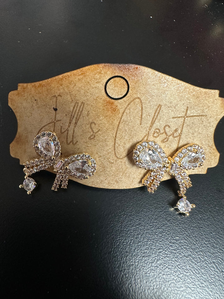 Blinged Bow Stud Earrings