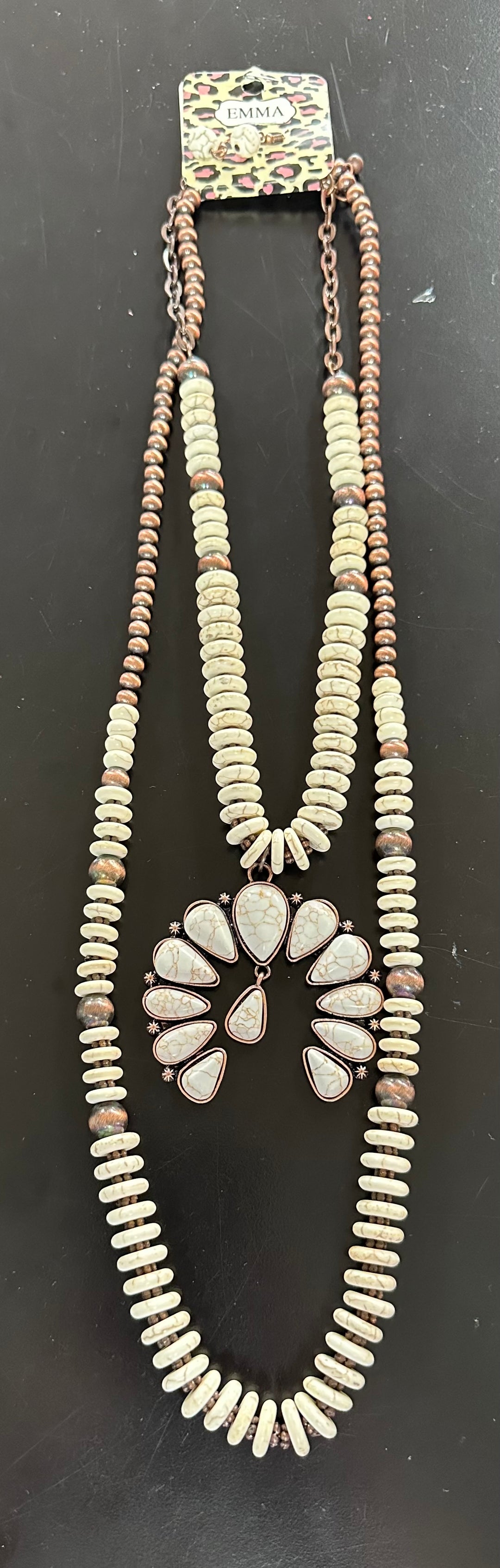 White Buffalo & Bronze Necklace Set