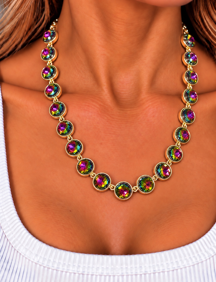 Jennifer’s Rd Faceted Stone Necklace
