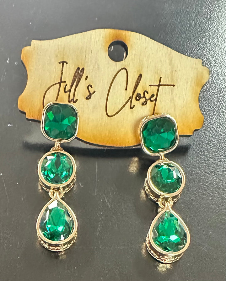 Triple stone Bling Earrings