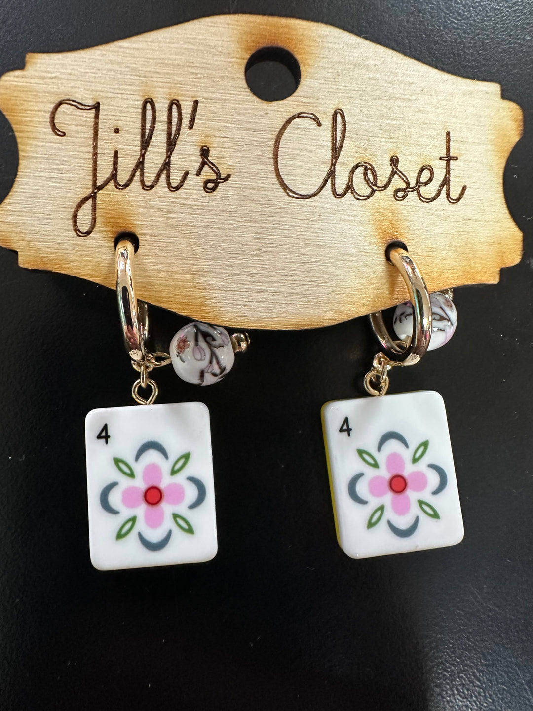 Mahjong Hoop Tile Earrings