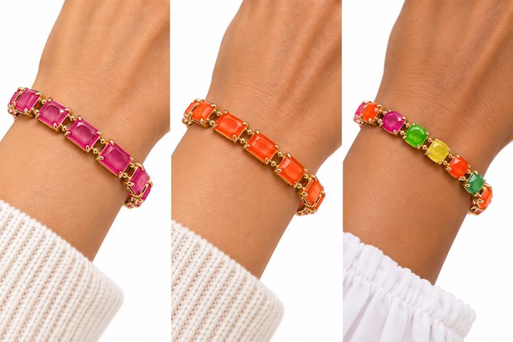 Sherbet Faceted Glass Bracelet