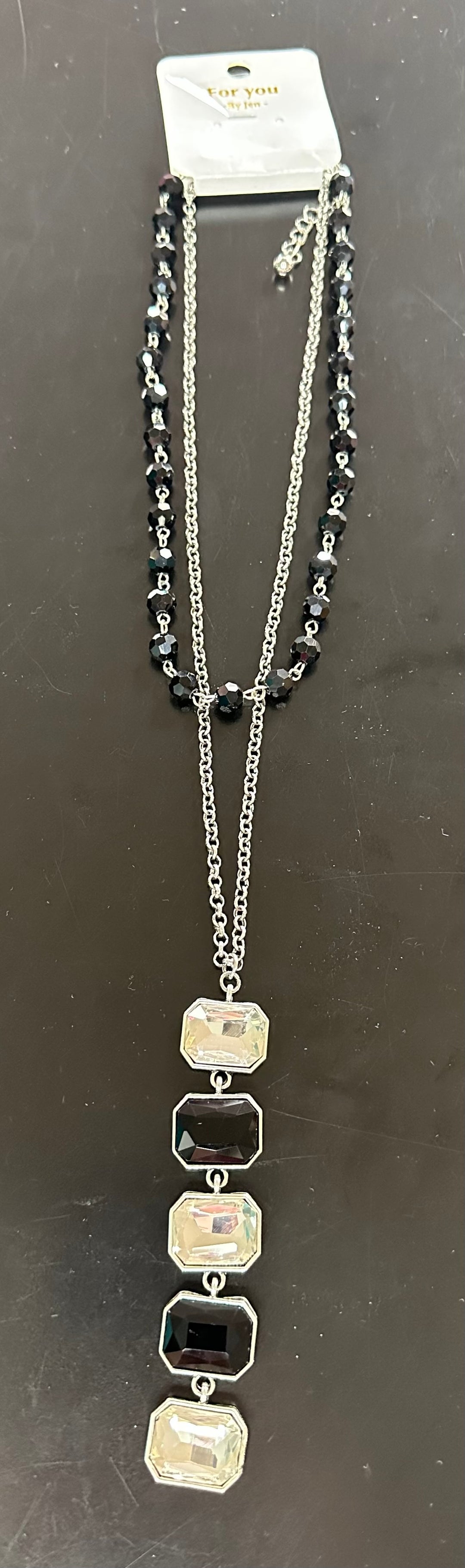 Black & Crystal 28” Necklace