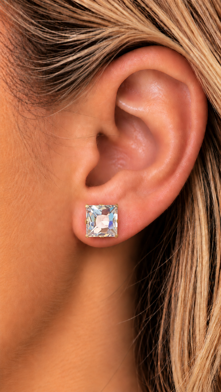 Square Bling Stud Earrings