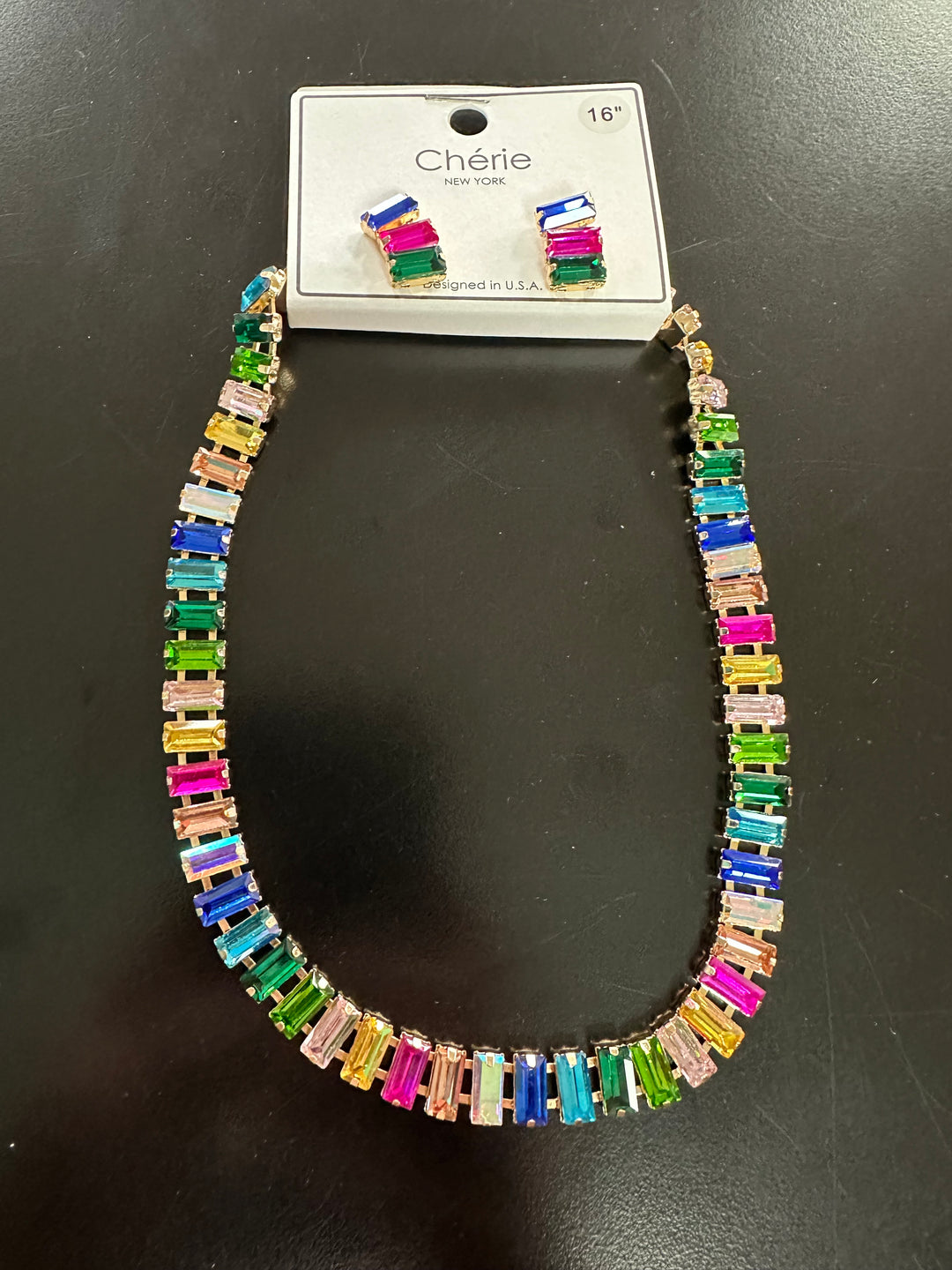 Rainbow Crystal Necklace Set