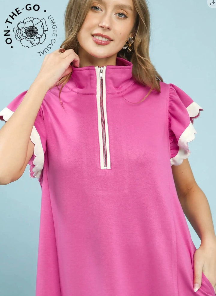 Umgee Ruffle Sleeve Knit Dress