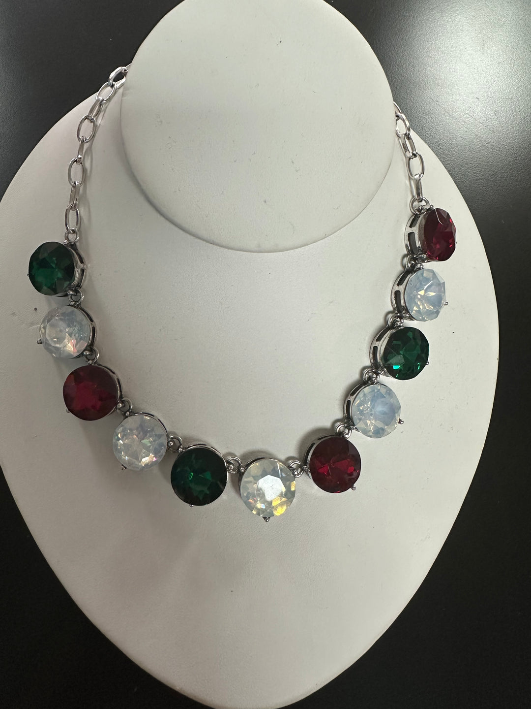 Christmas Bling Faceted Stone Necklace