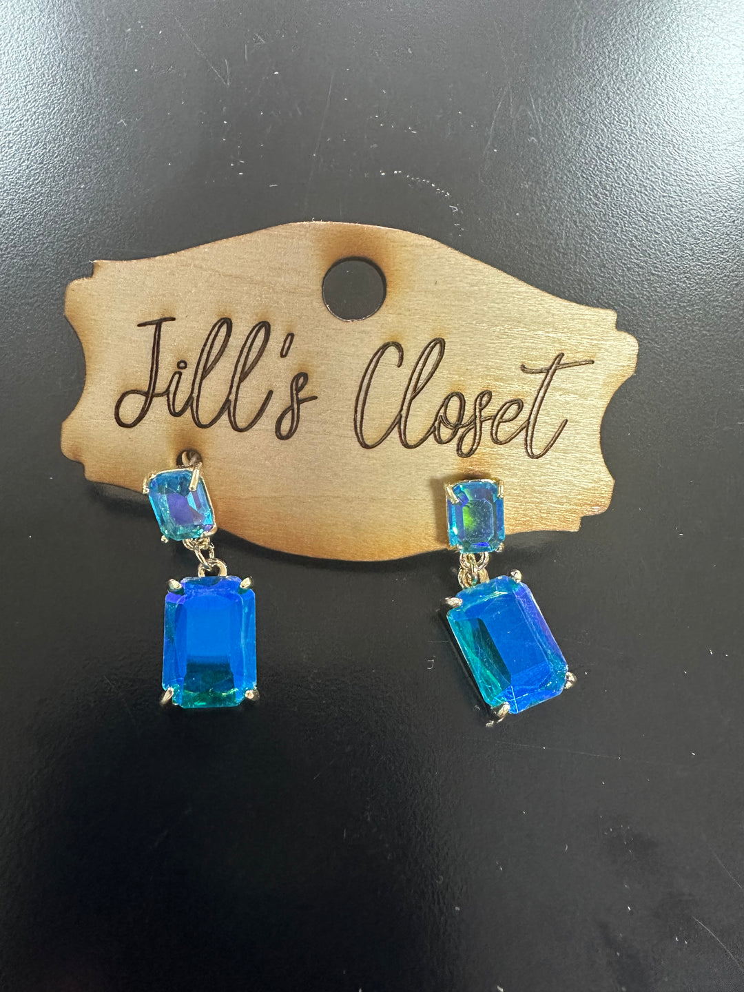 Faceted Stone Drop Stud Earrings