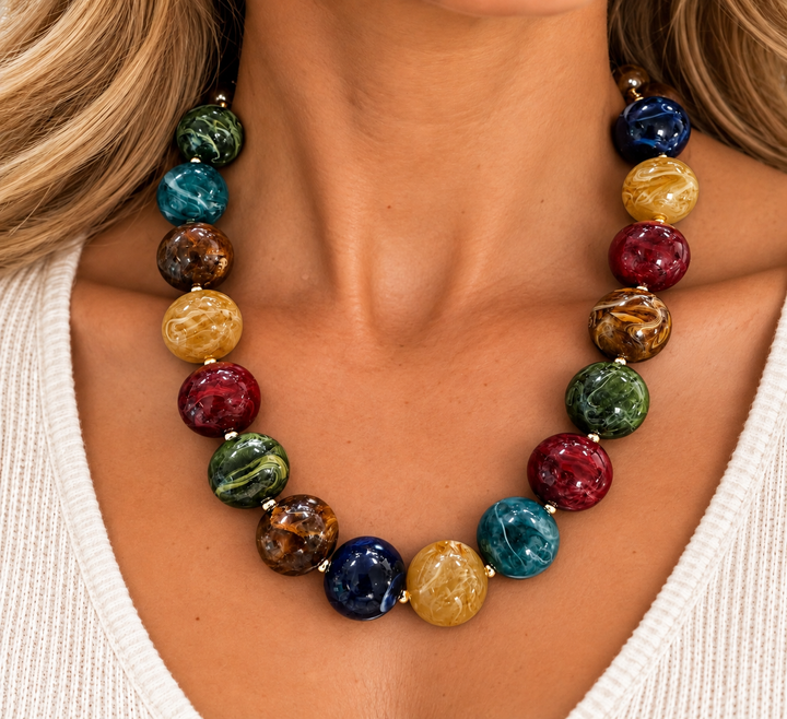 Marbleize beaded Necklace or earrings