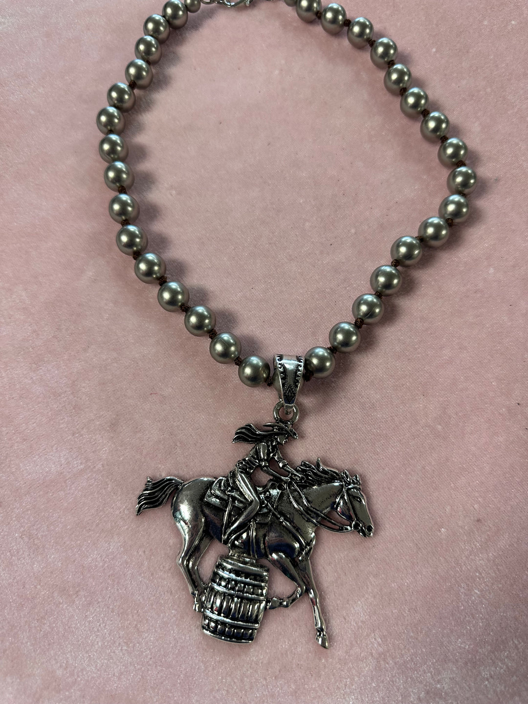 Knotted Silver Bead Pendant Necklace