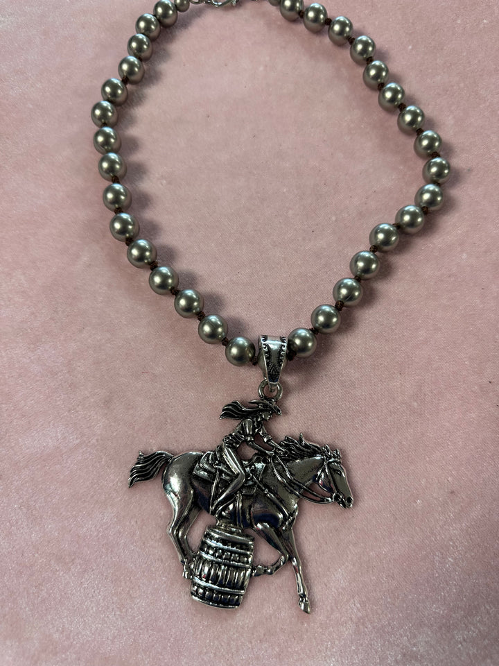 Knotted Silver Bead Pendant Necklace