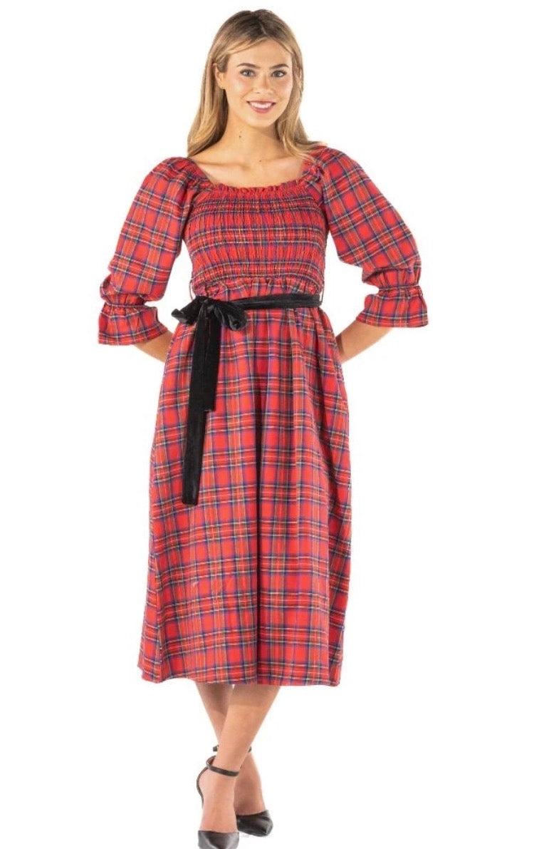smocked holiday dress Plaid rave outfit set