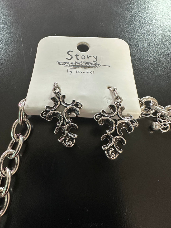 Cross Charm Necklace & Earrings