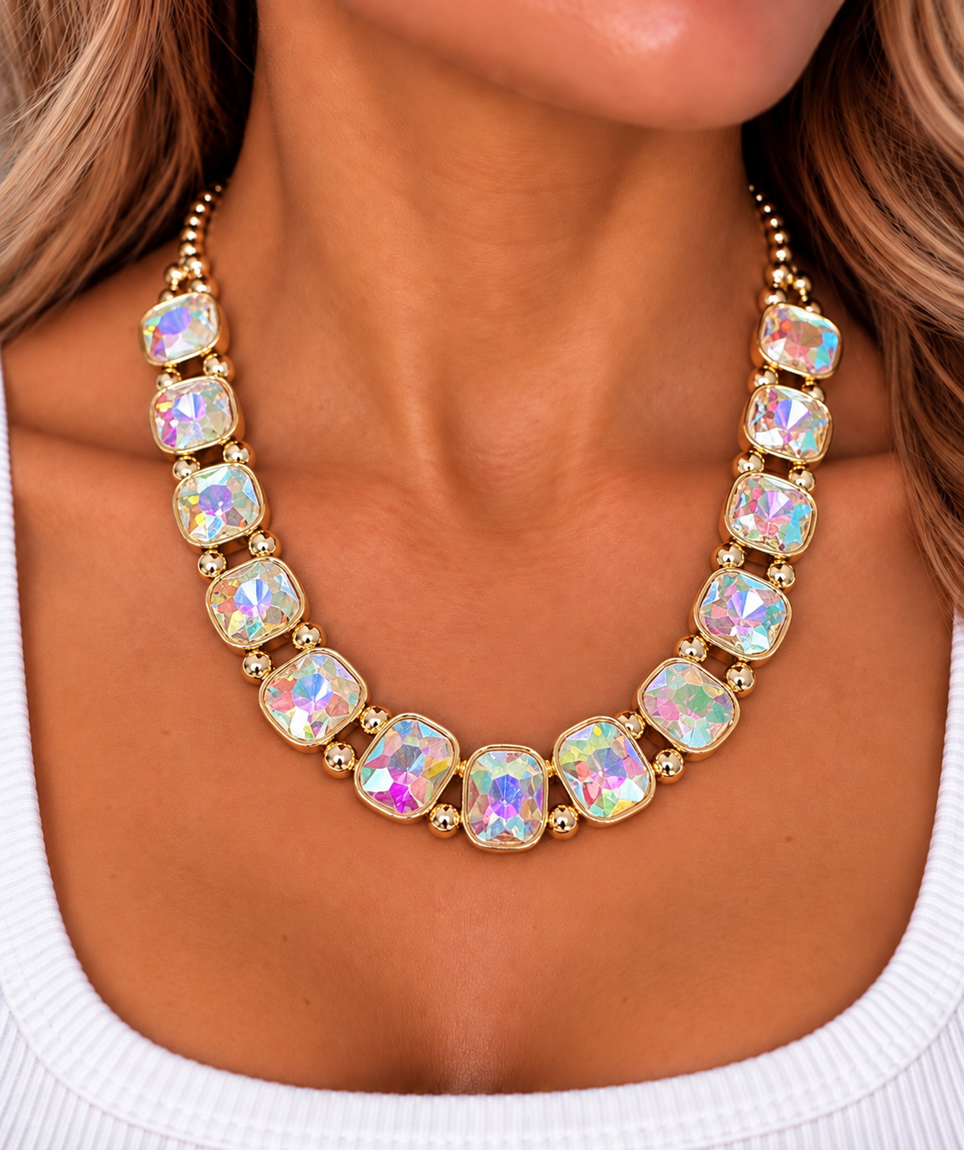 Extra Bling Faceted Stone Necklace