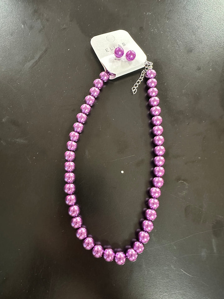 Colored Pearls Necklace & Earrings set