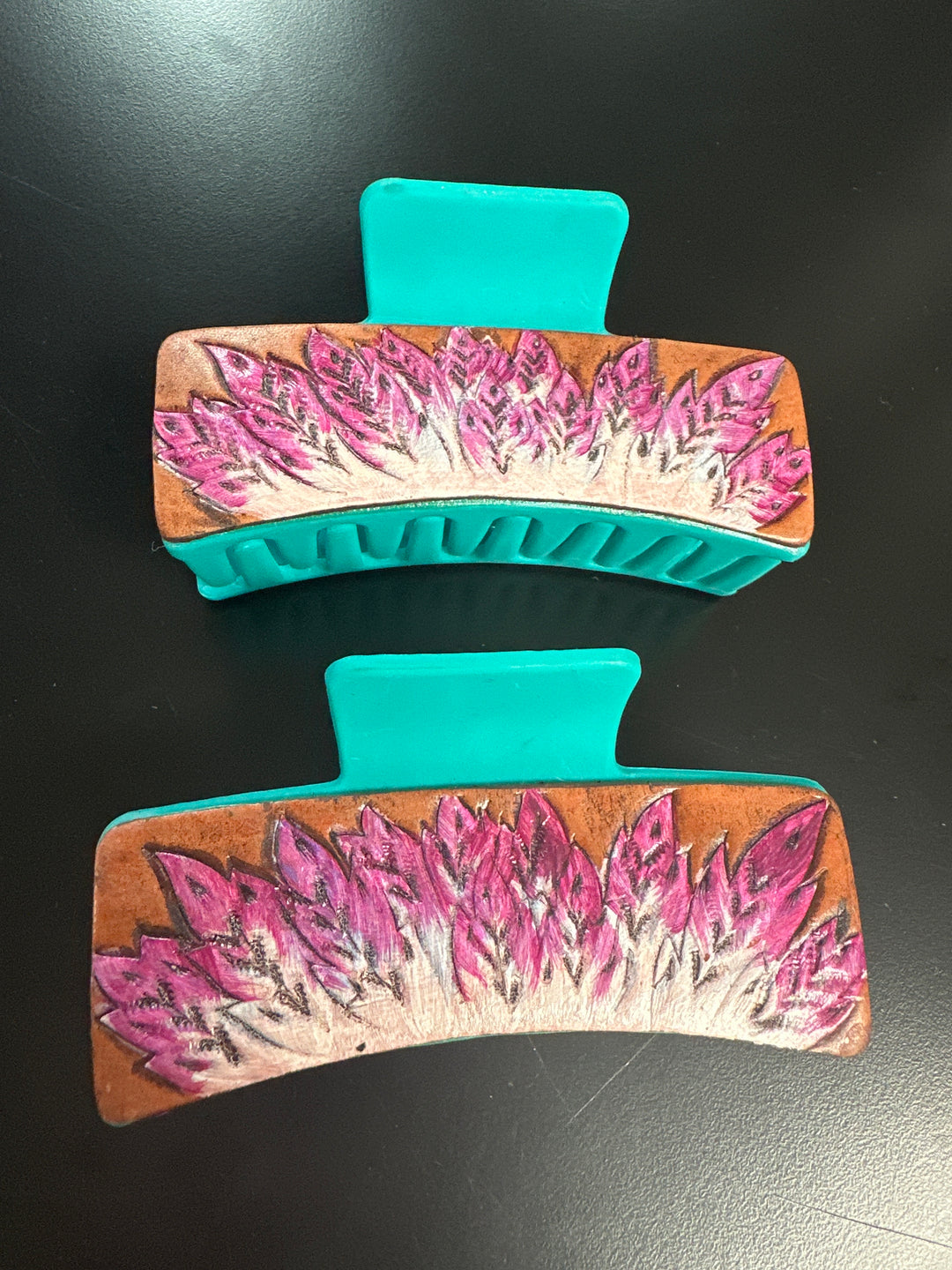 Leather hair clips