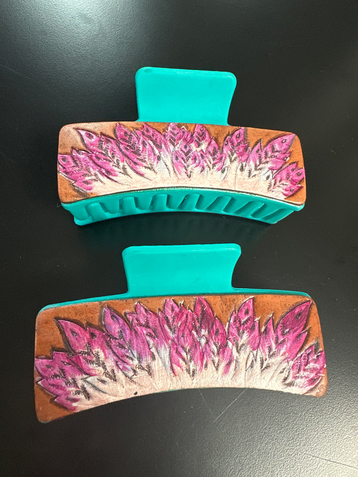 Leather hair clips