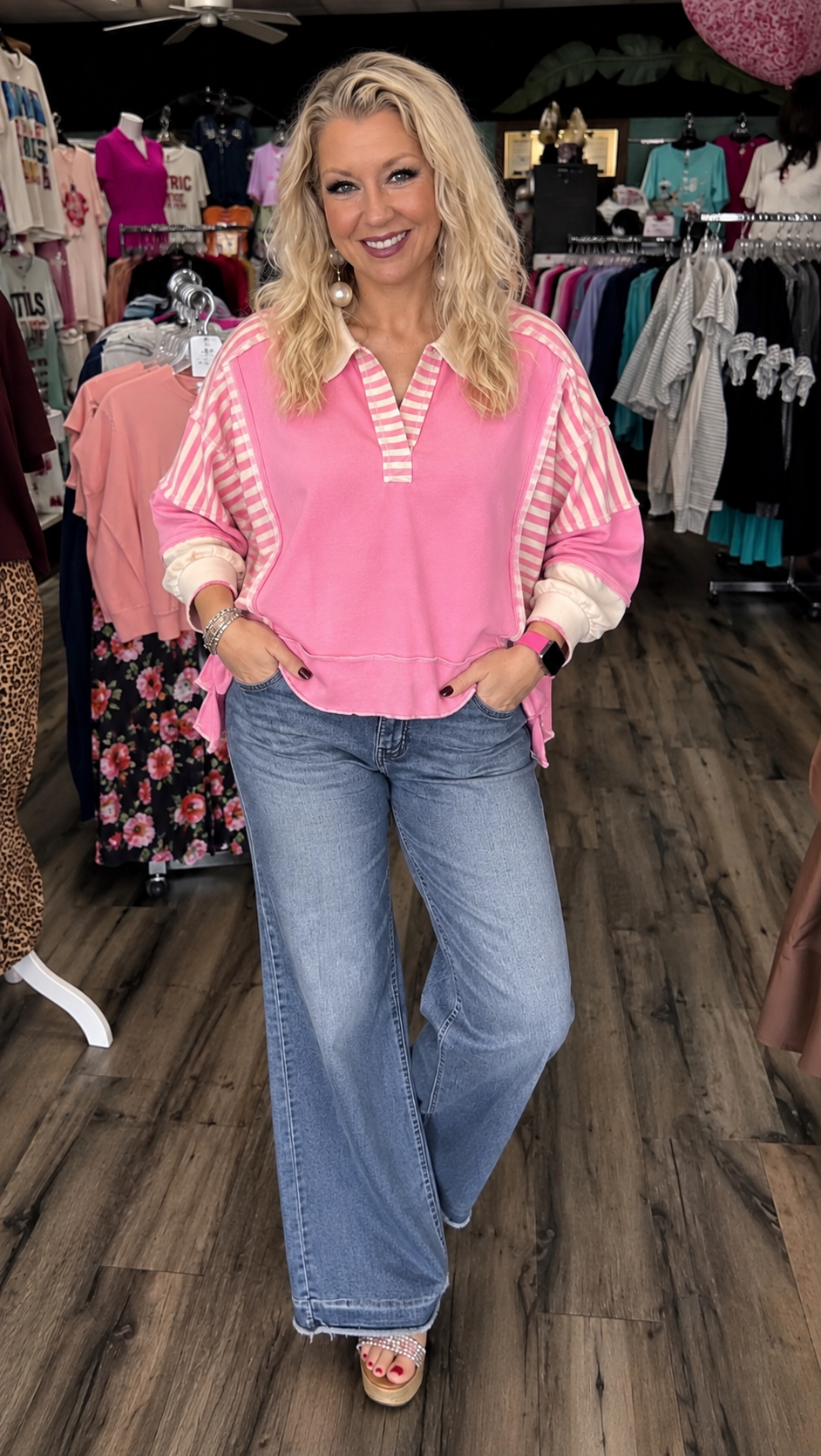 Connie’s Striped LS Top