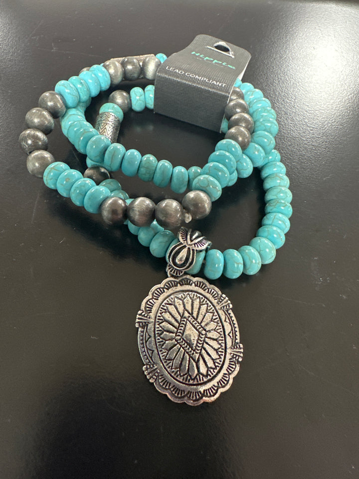 Triple Stack Turquoise Slab Bracelet Set