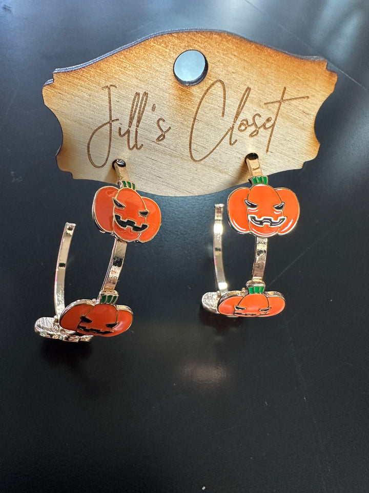 Jack O Lantern Hoop Earrings