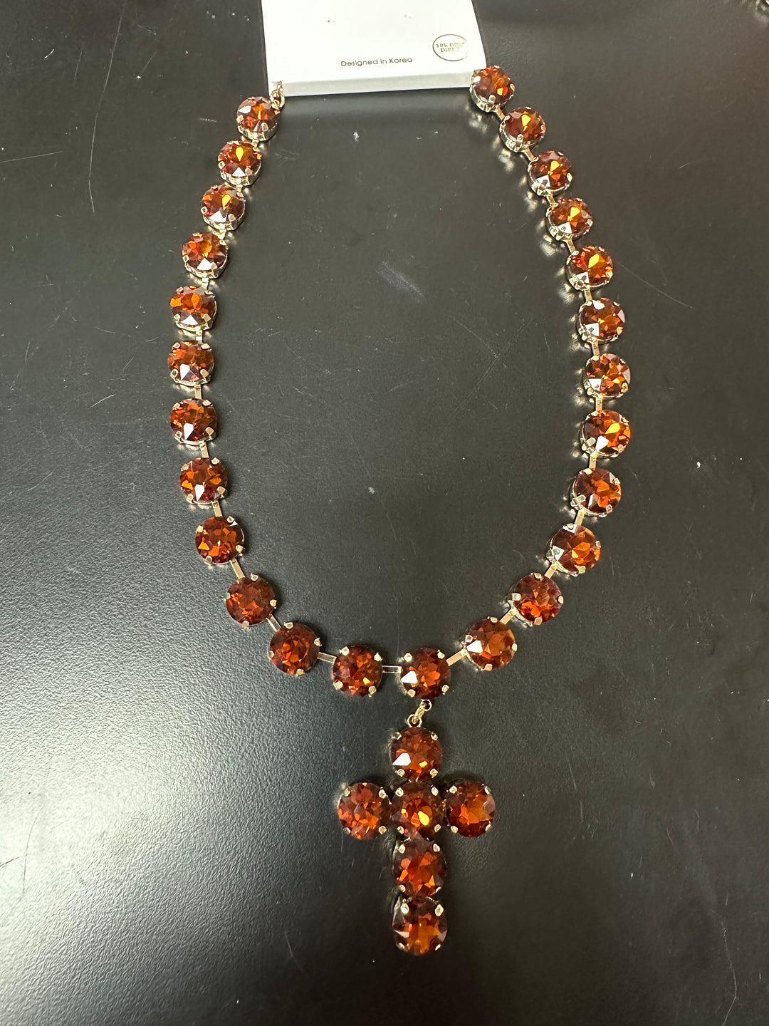 Lg. Rhinestone Cross Necklace