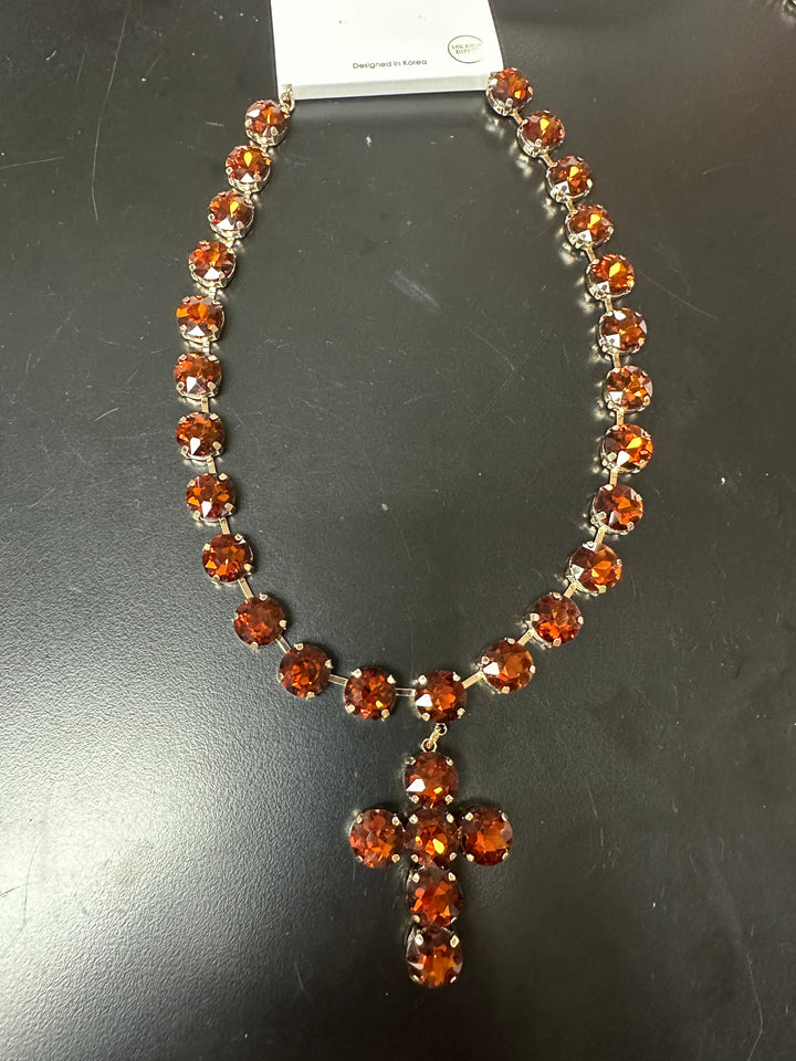 Lg. Rhinestone Cross Necklace