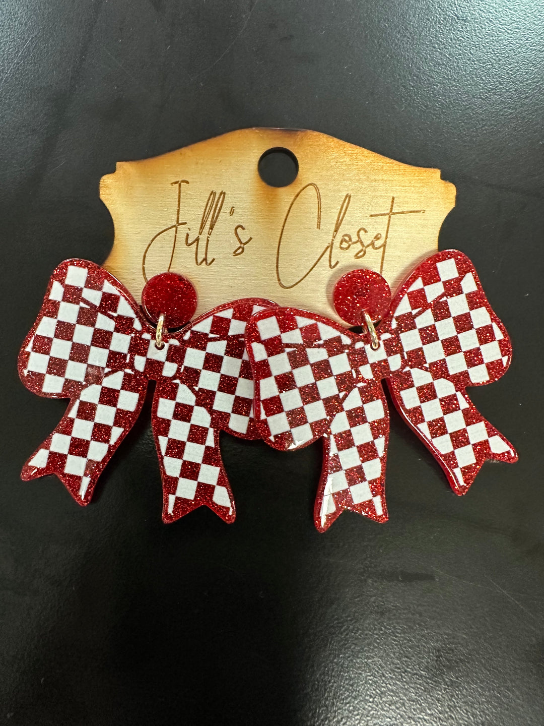 Checkered Bow Earrings