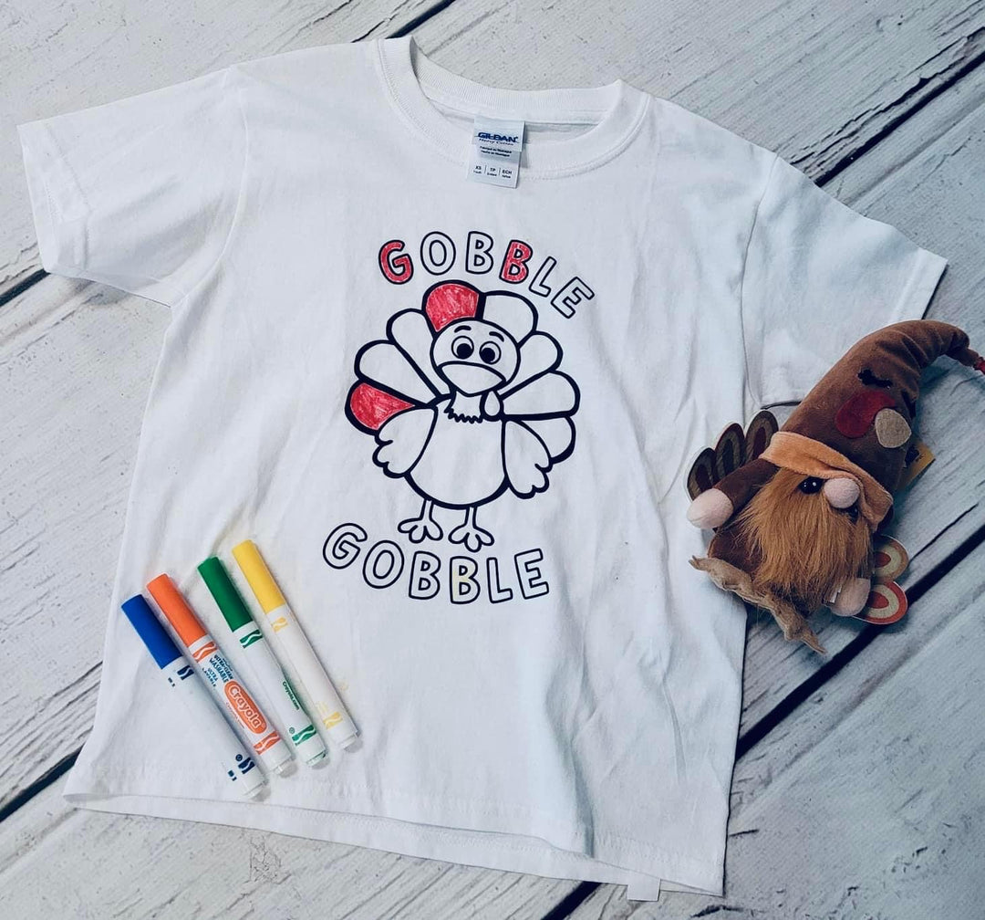 Kids gobble coloring tee