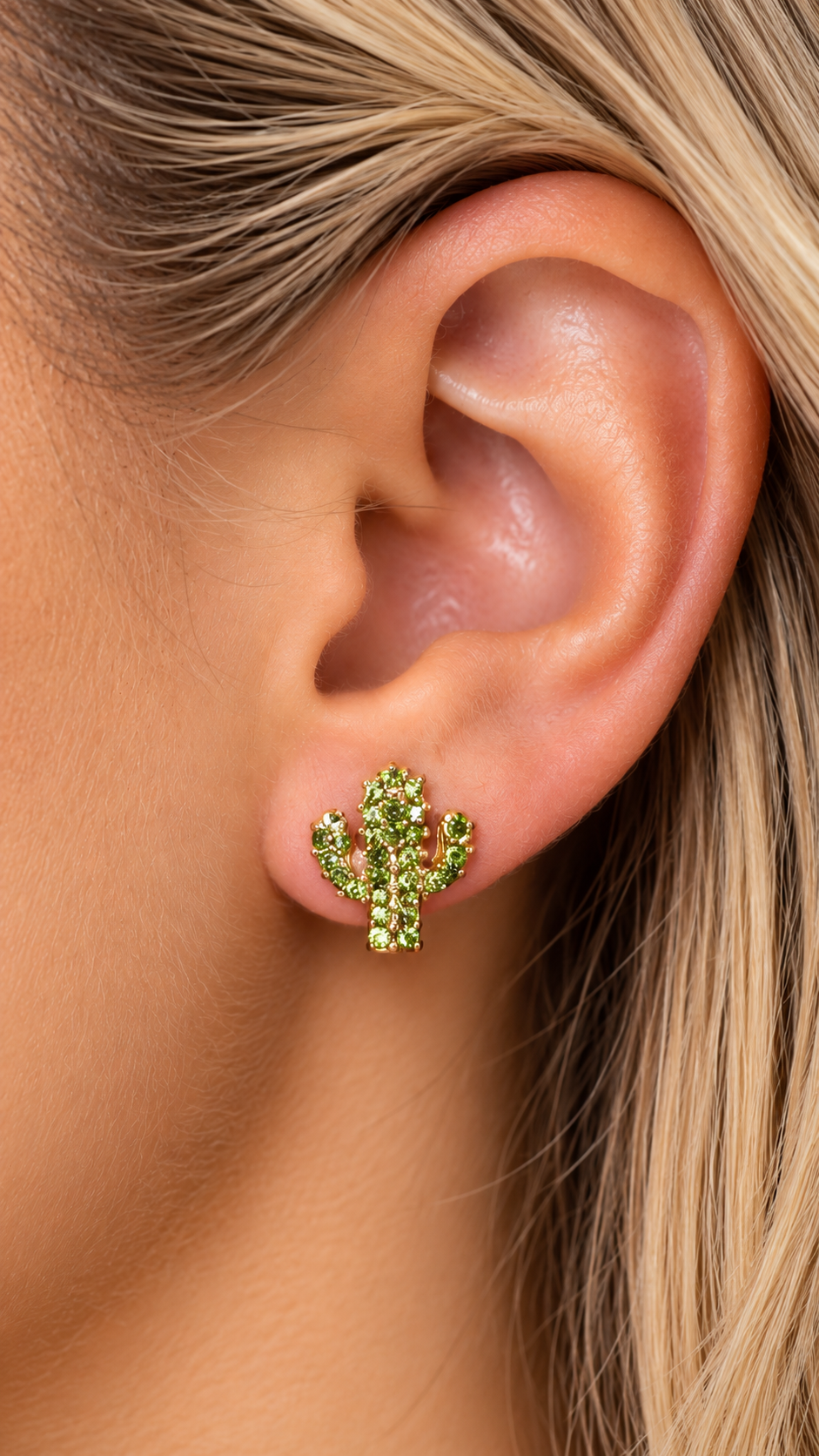 Bling Cactus Stud Earrings