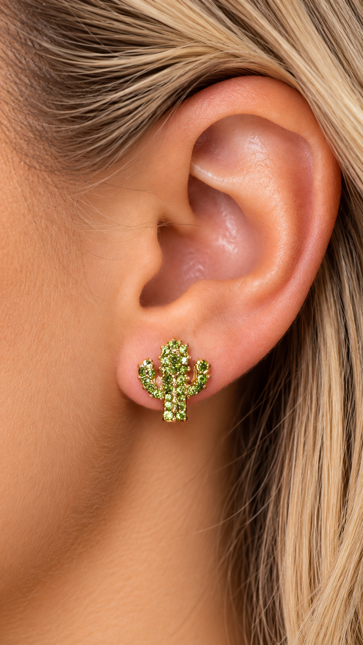 Bling Cactus Stud Earrings