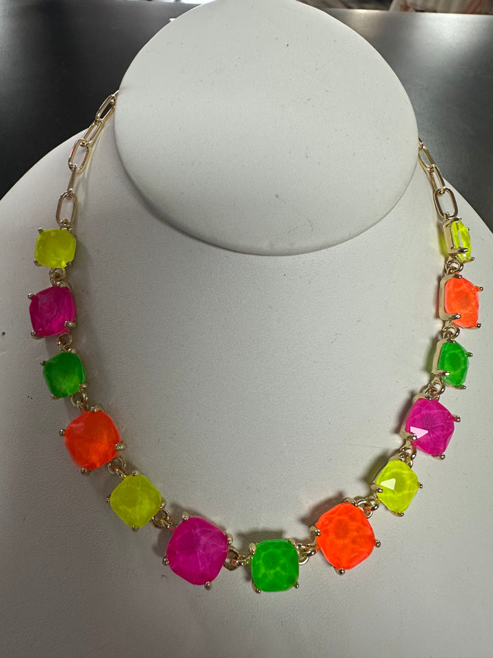 Sherbet Faceted Stone Necklace