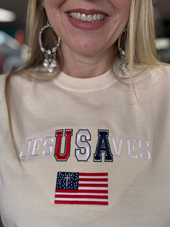 Jesus Saves Embroidered tee