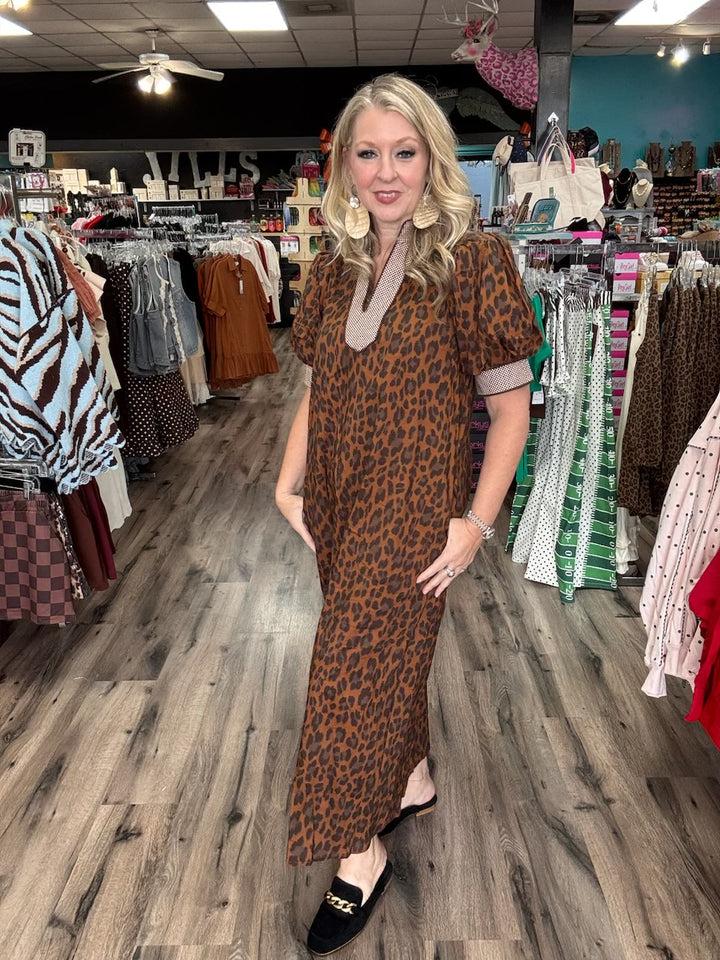 Brown Leopard Maxi Dress