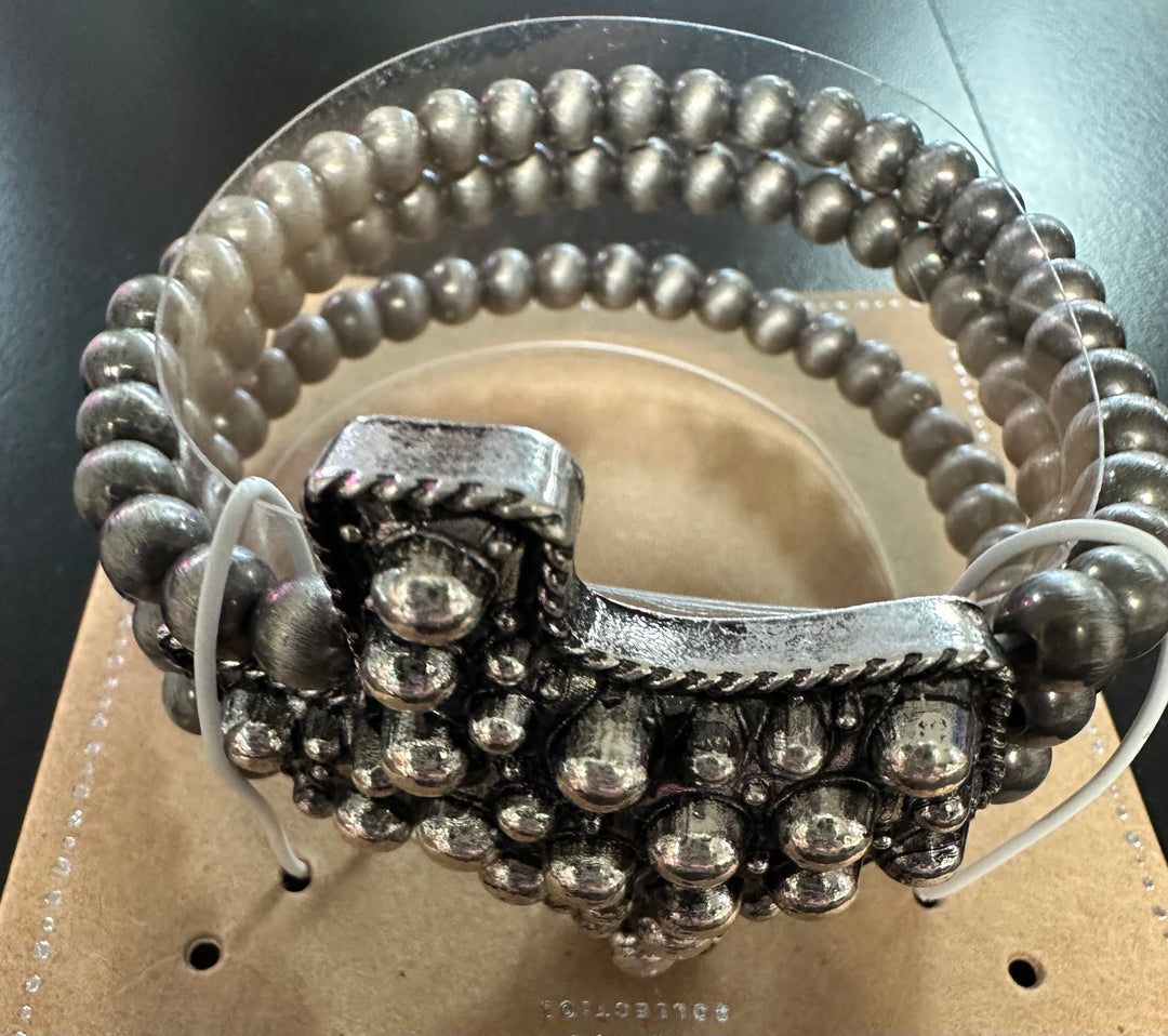 Silver Beads Texas Triple Bracelet