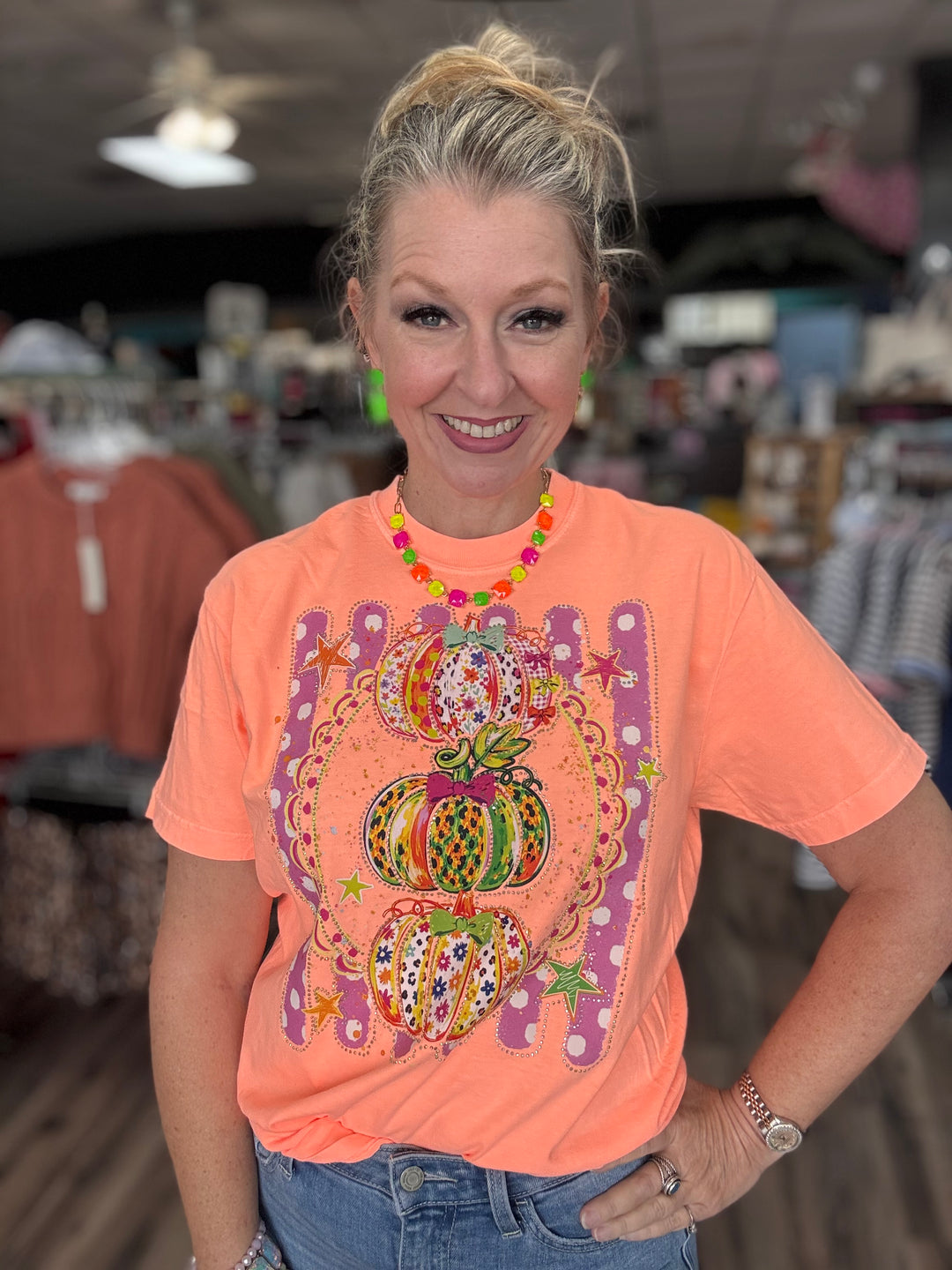 Neon Pumpkin Bling Tee
