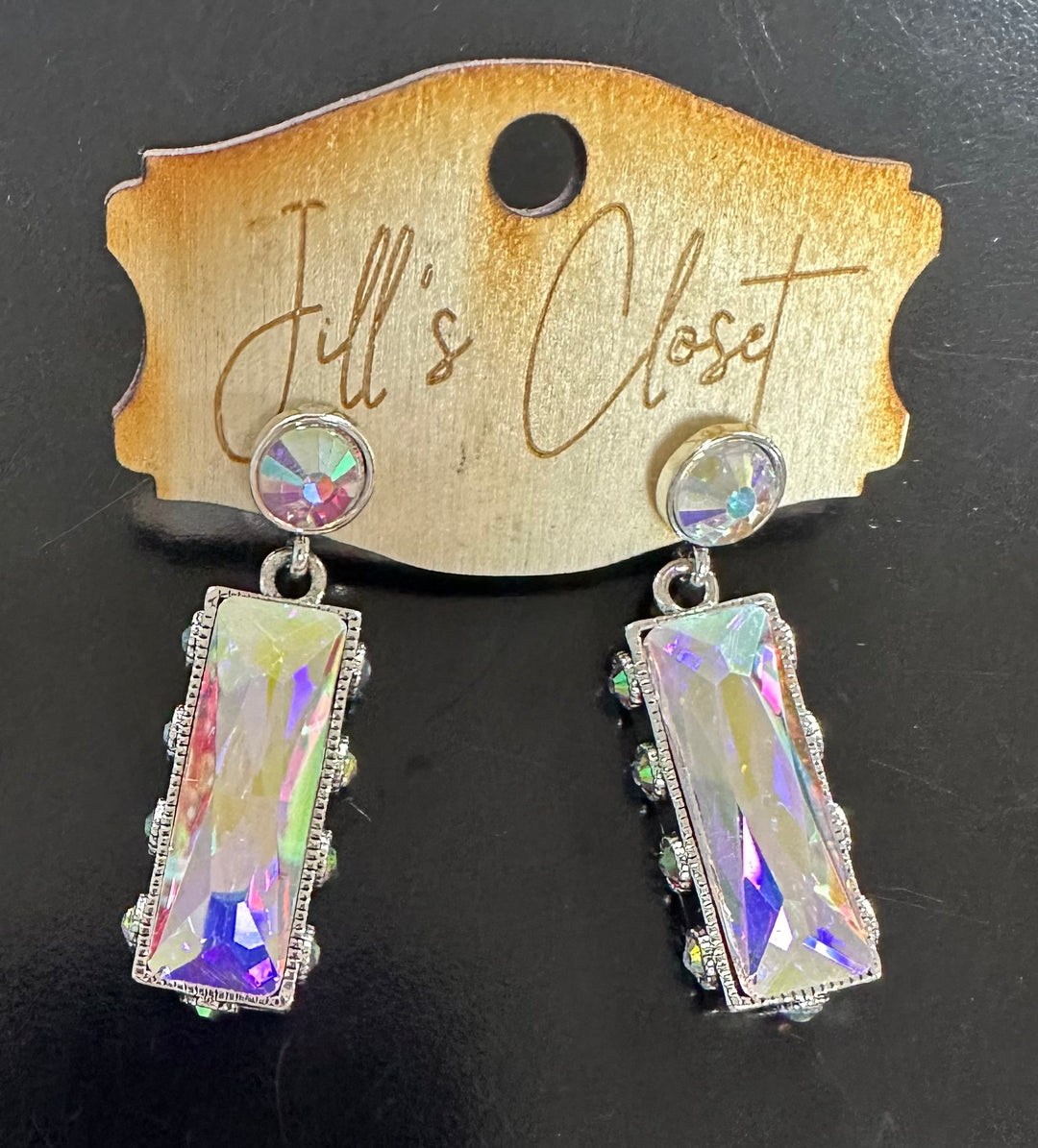 Long Crystal Stud Earrings