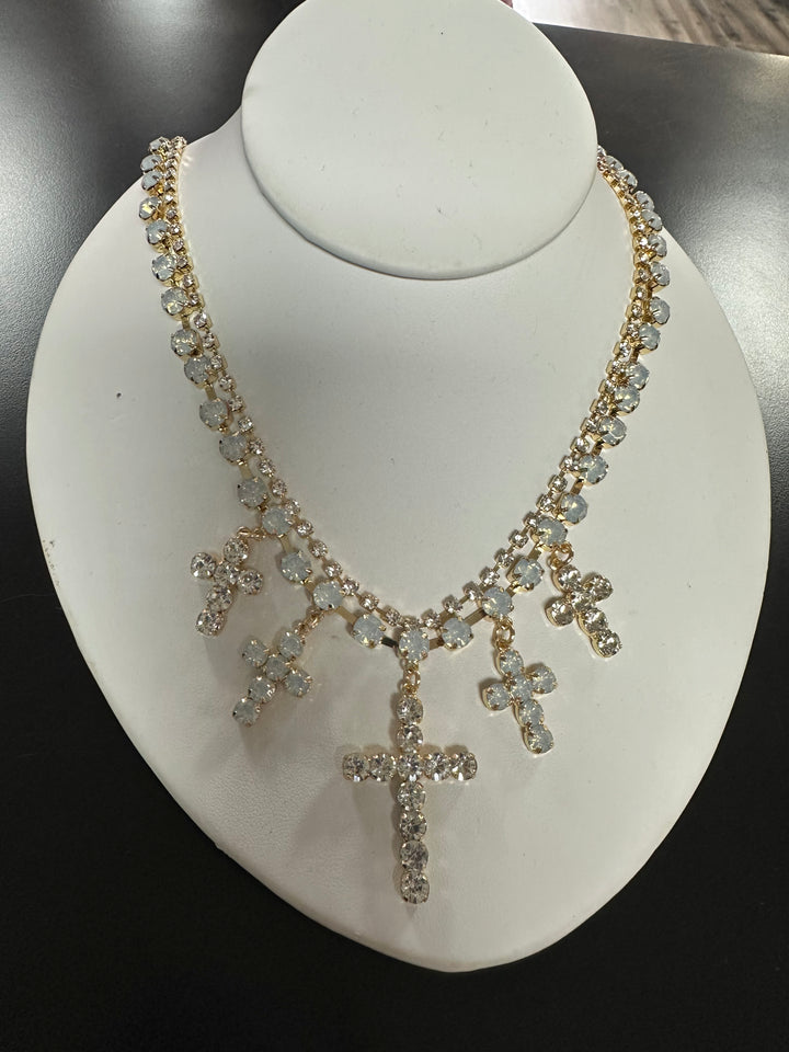 Multi-Cross Rhinestone Necklace