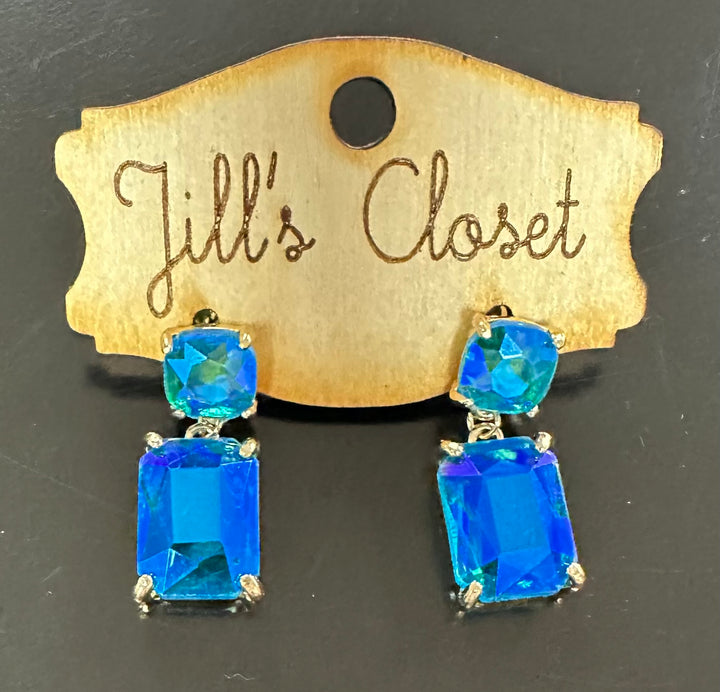 Rectangular Crystal Stud Earrings
