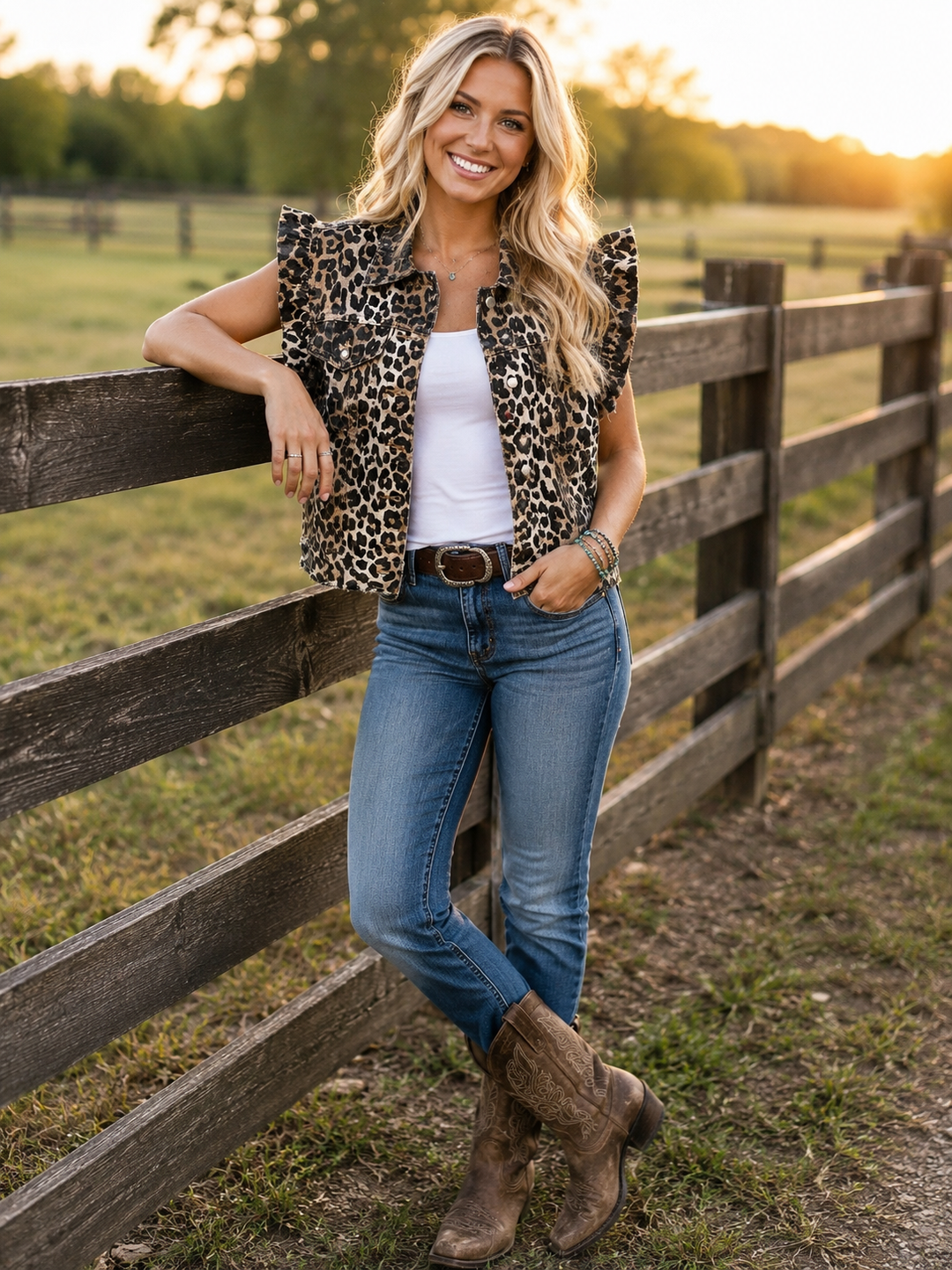 Ashley’s Leopard Denim Vest