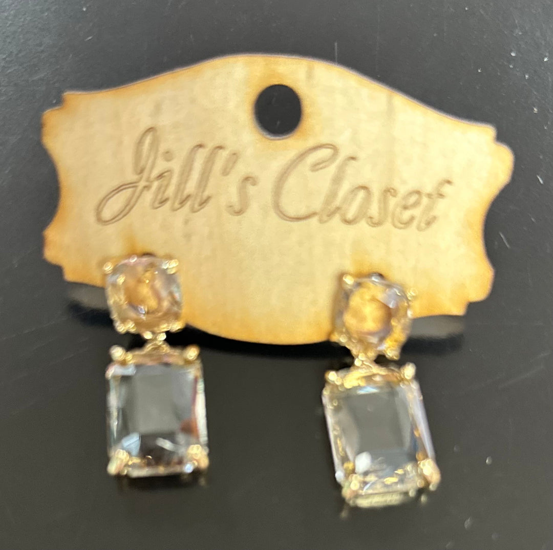 Rectangular Crystal Stud Earrings