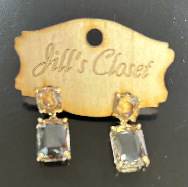 Rectangular Crystal Stud Earrings