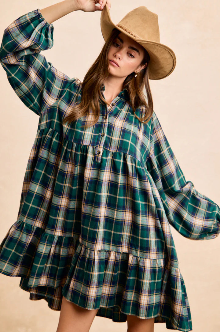 Cozy Flannel Plaid Dress