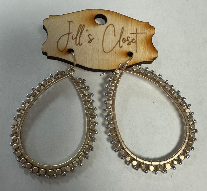 Teardrop Beaded Hoop Earrings