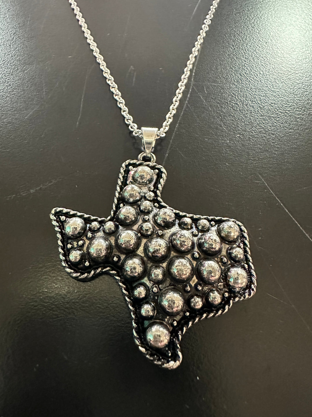 Silver Beaded Texas Earrings & Necklace