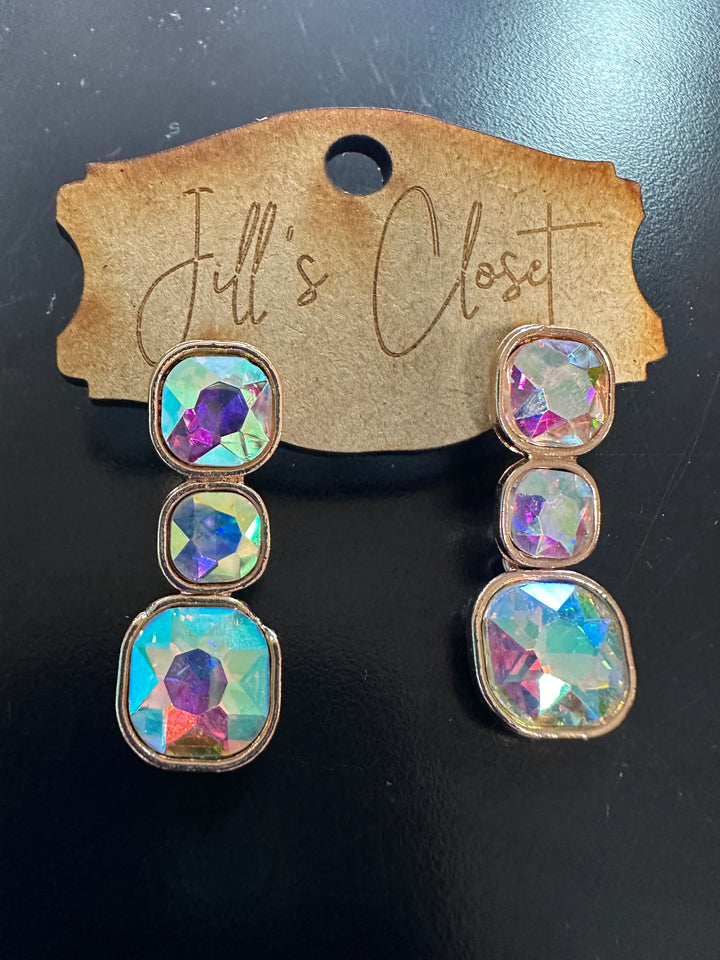 Triple Bling Stud Earrings