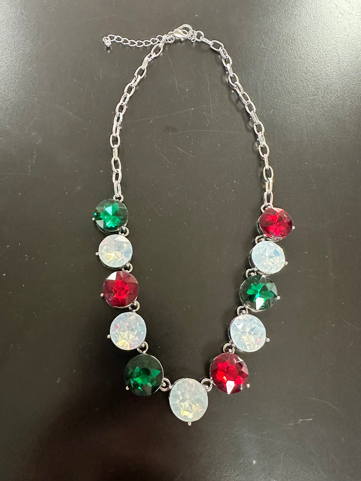 Christmas Bling Faceted Stone Necklace